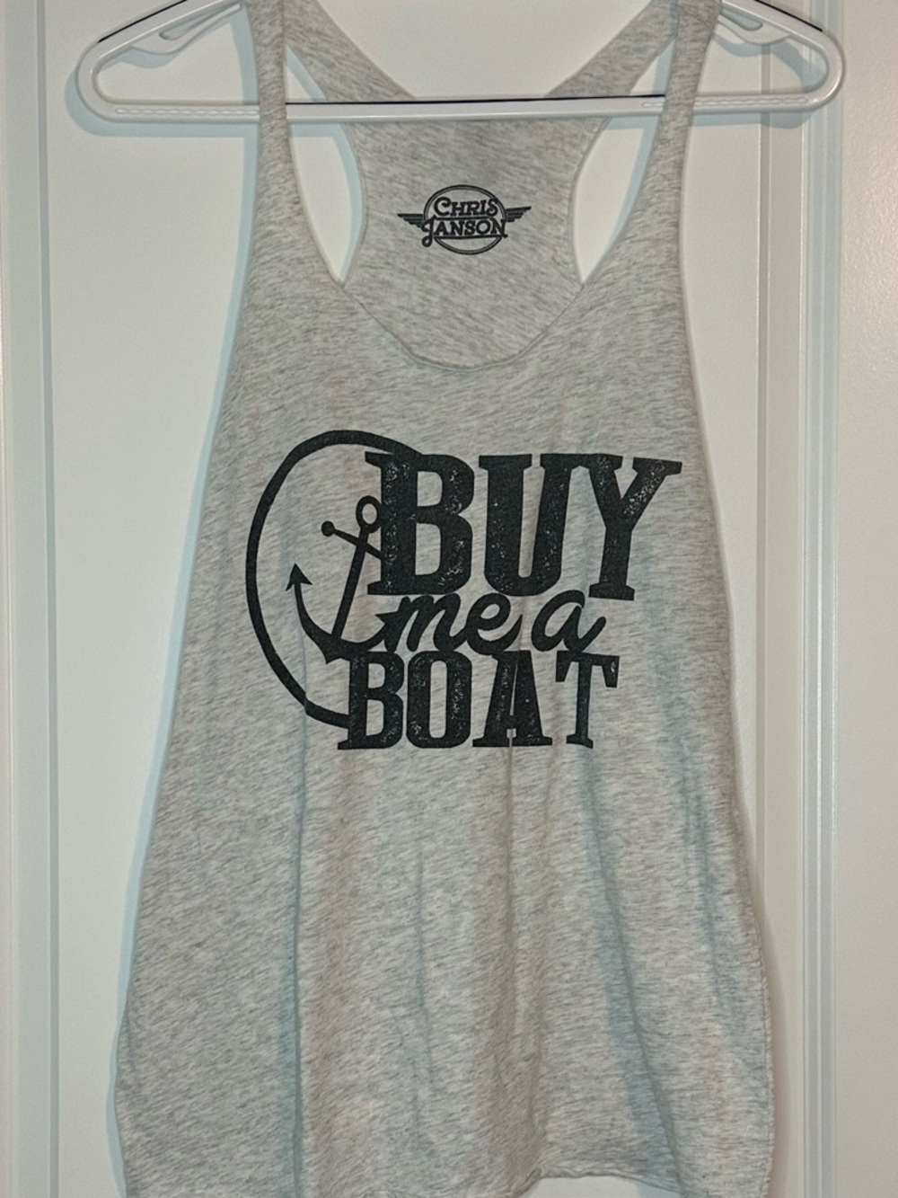Next Level Apparel Gray "Buy Me a Boat" Graphic Racerback Tank